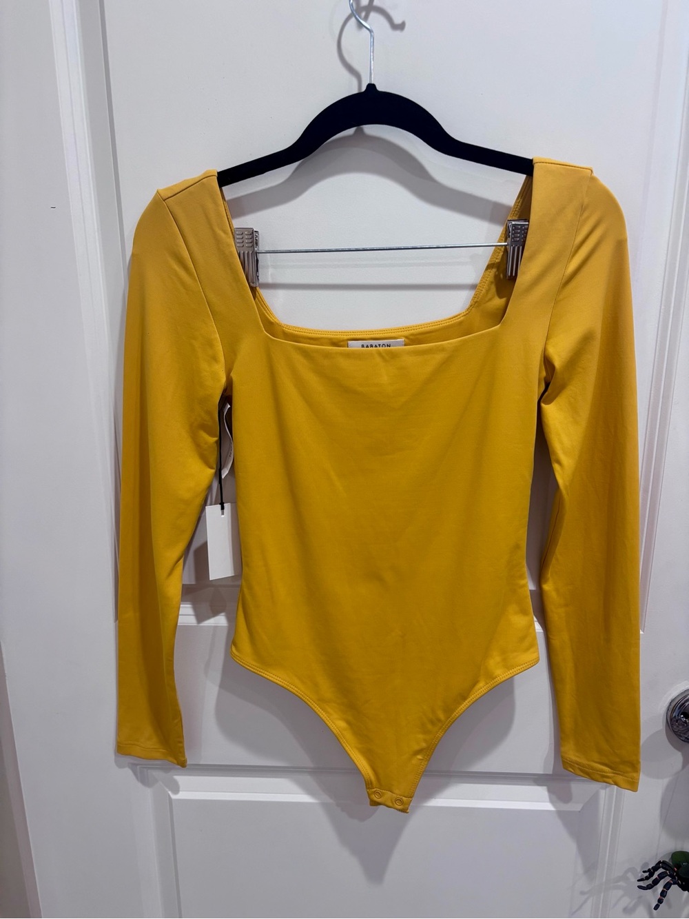 Aritzia Mustard Square-Neck Long Sleeve Bodysuit